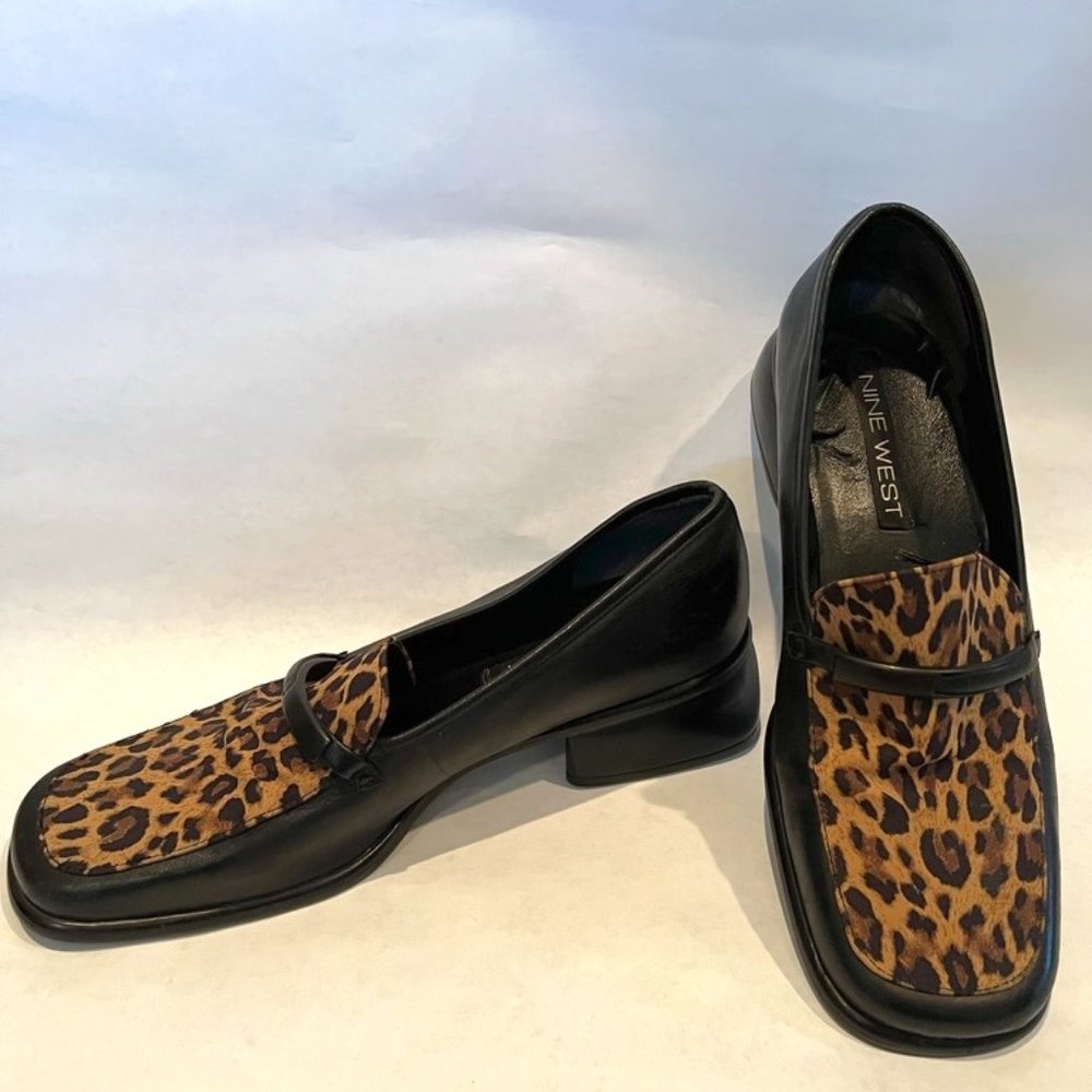 Leopard slip on loafers